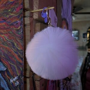 New Top and top Pastel creations Fluffy White Pom Pom Keychain